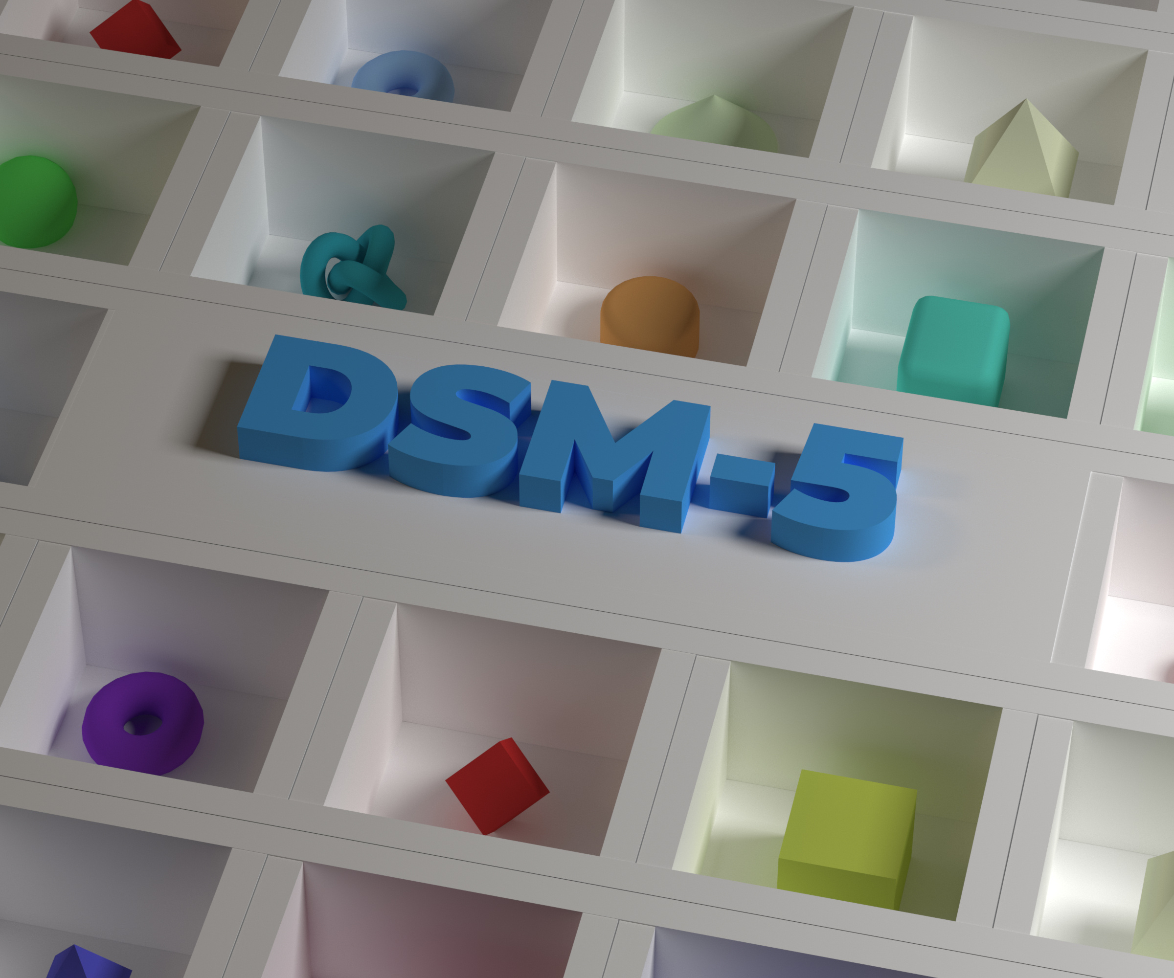 "DSM-5" in raised blue block letters