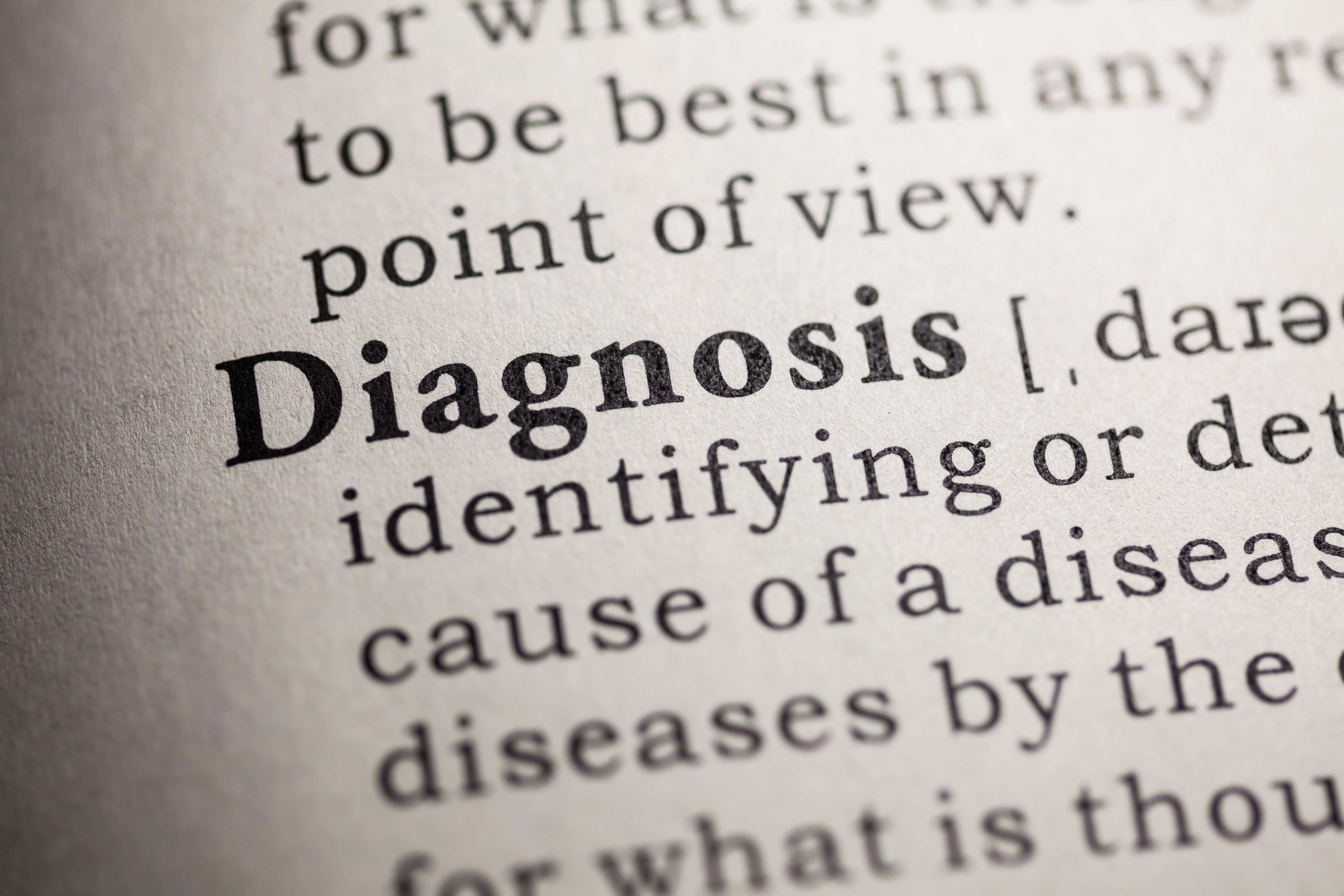 the term "diagnosis" on a dictionary page