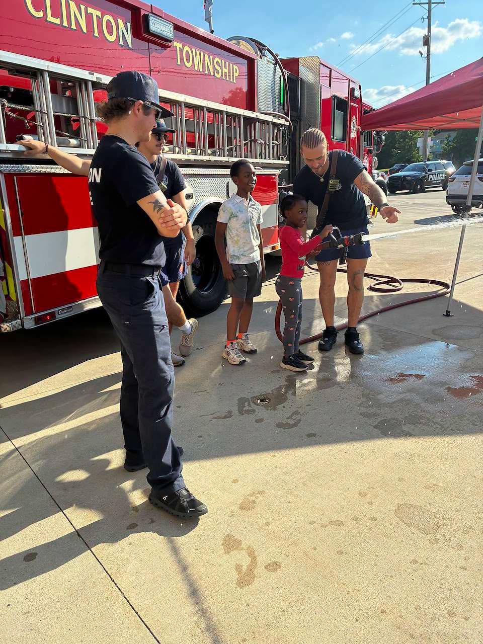 Residents enjoying Clinton Township National Night Out