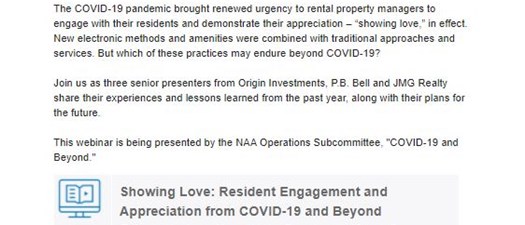 Showing Love: Resident Engagement and Appreciation from COVID-19 and Beyond