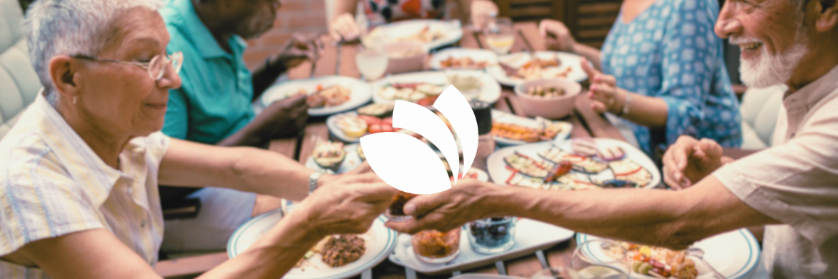 A family sharing a plant-based meal