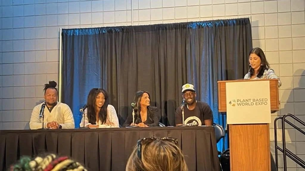 Another image of the panelists at plant based world