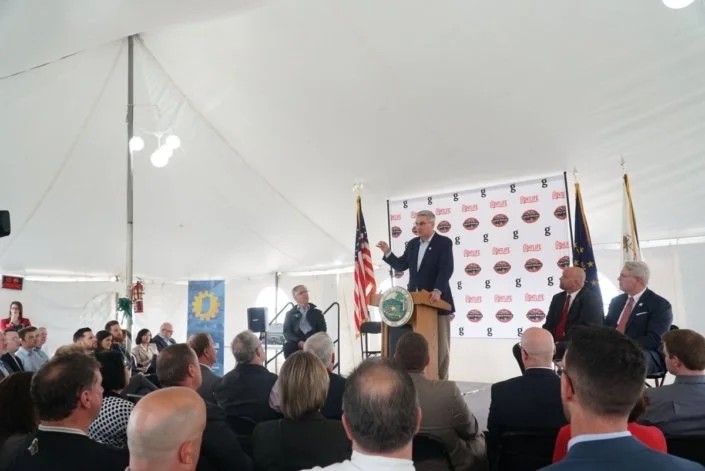 Governor Holcomb at the Greenleaf Foods groundbreaking in Shelbyville, IN.