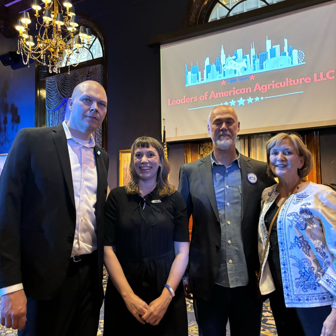 PBFA Board President Nicole Sopko with PBFA staff and members at at a celebration of American agriculture event during the 2024 DNC in Chicago