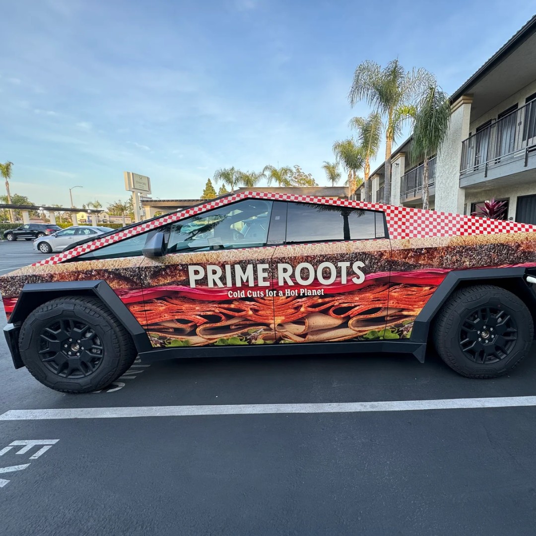 Prime Roots branded cybertruck