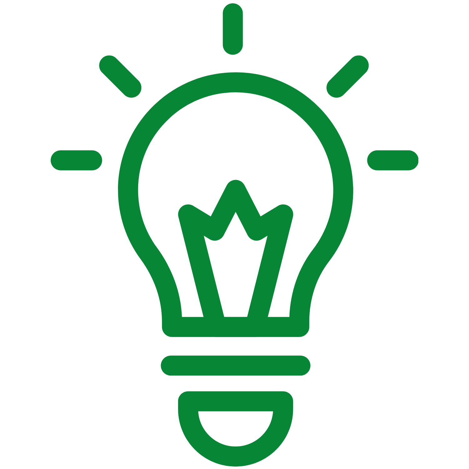 An icon of a lit up light bulb