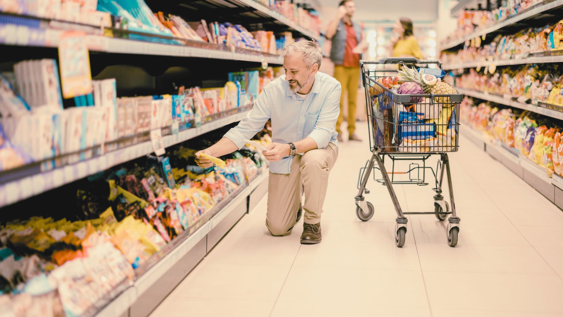 A shopper purchases his favorite plant-bsed foods items again
