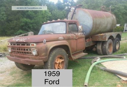 A 1959 Ford truck modified for use in portable sanitation