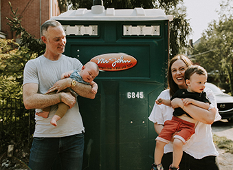 Chris with his wife and sons