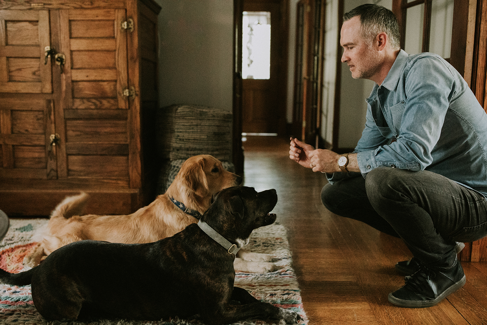 Chris with dogs