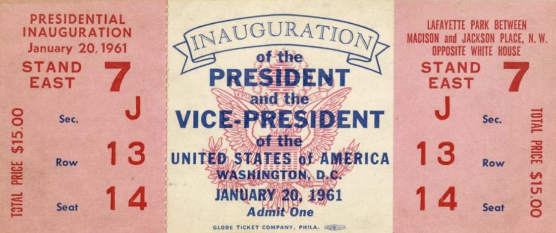 a ticket from JFK's inauguration