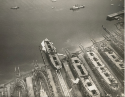 an overhead view of a shipyard