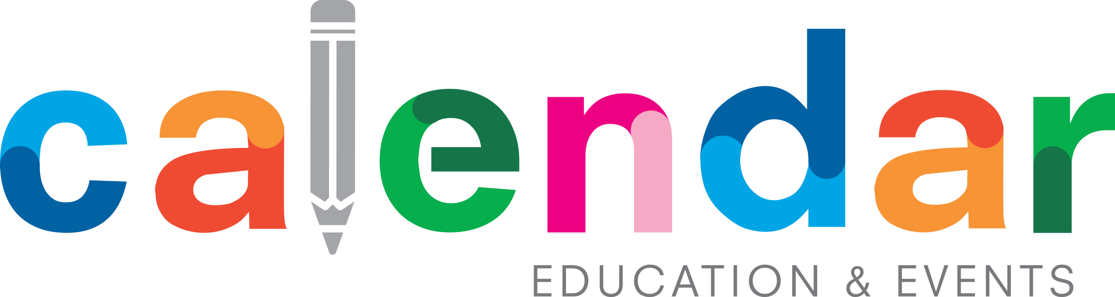 A colorful logo for calendar education and events