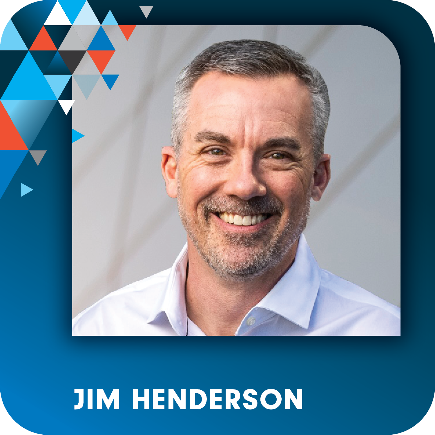 A picture of jim henderson with a blue background