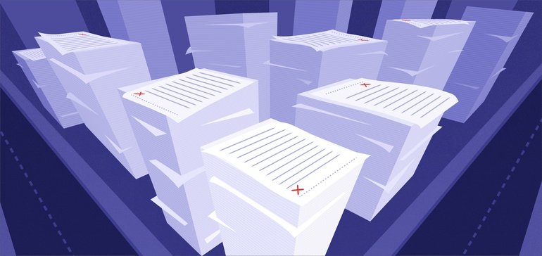 Graphic of piles of documents