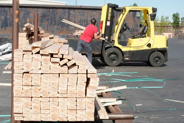 Bunk of lumber sitting outside