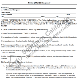 Digital #401 COVID-19 Notice of Rent Deliquency