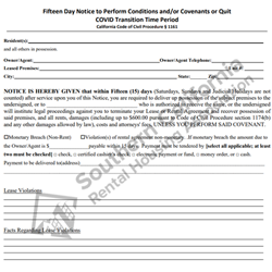 Digital #411 15 Day Notice to Perform or Quit – Transition Period
