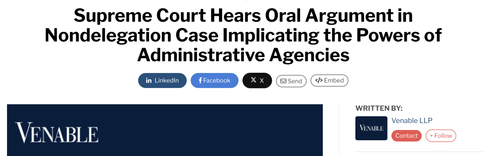 Supreme Court Hears Oral Argument in Nondelegation Case Implicating the Powers of Administrative Agencies