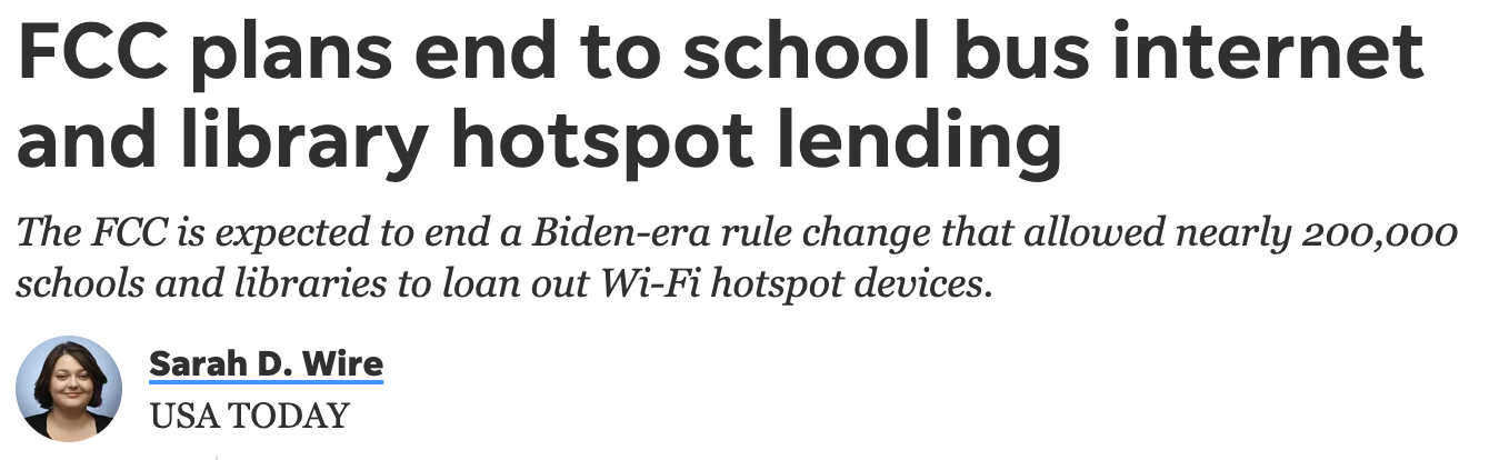 FCC plans end to school bus internet and library hotspot lending
