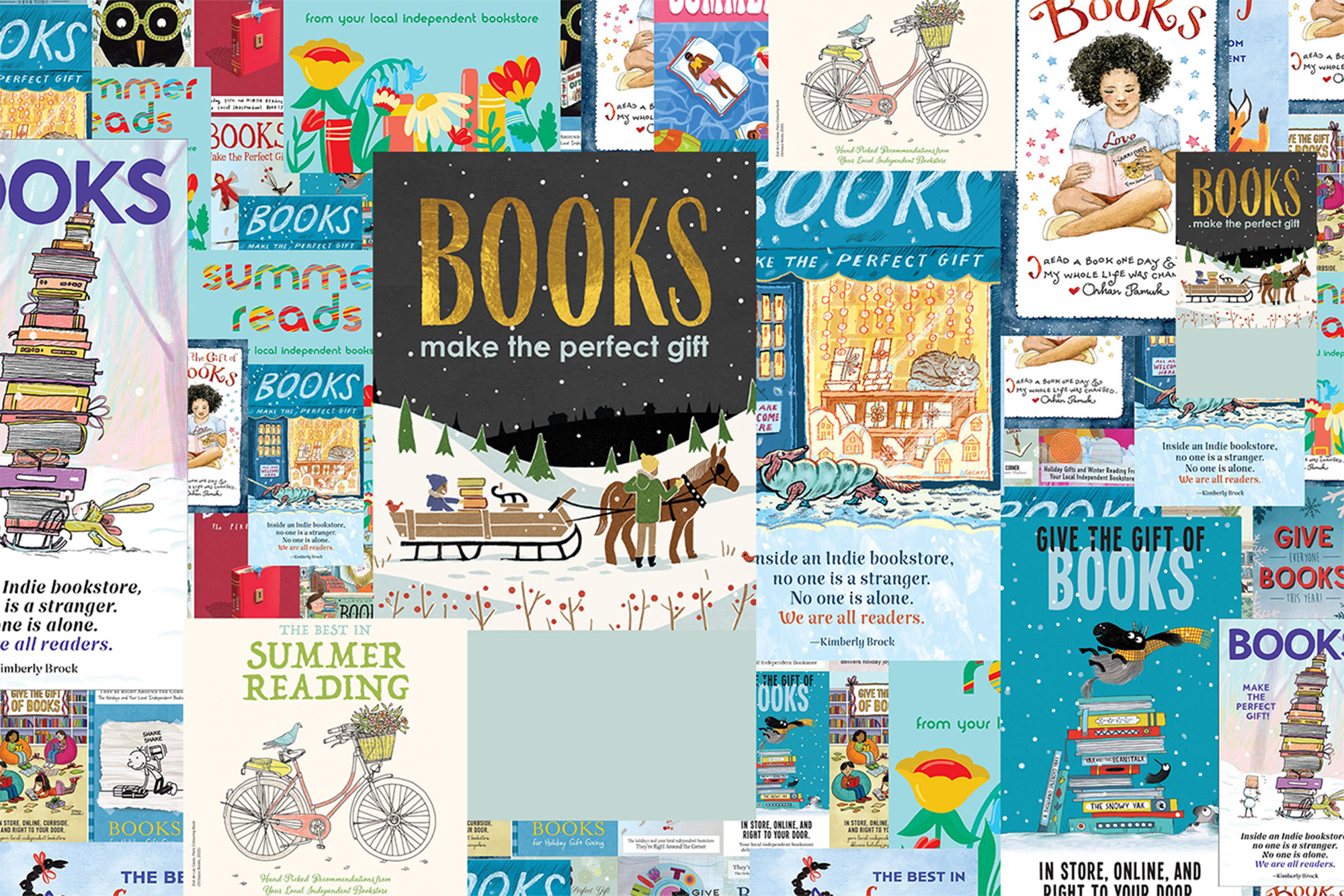 Mosaic image of seasonal catalog cover art from 2010 thorugh 2025