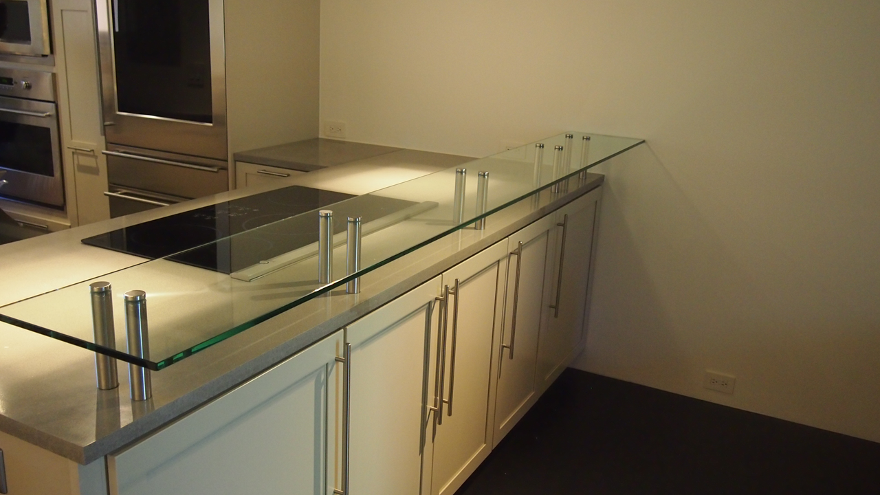 Glass Top Bar at Kitchen Island