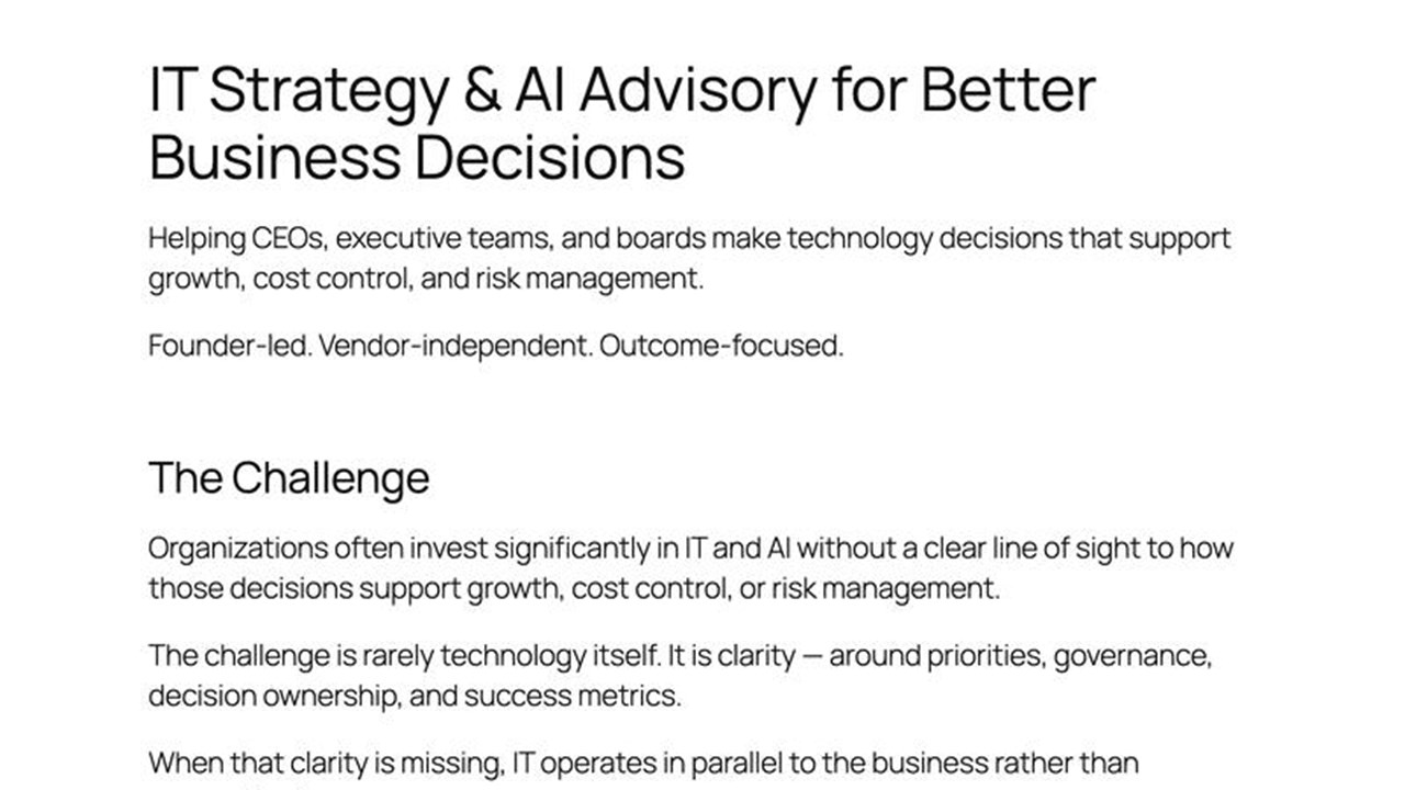IT Strategy & AI Advisory for Better Business Decisions