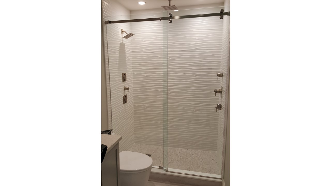 Glass Shower Enclosure with Barndoor System