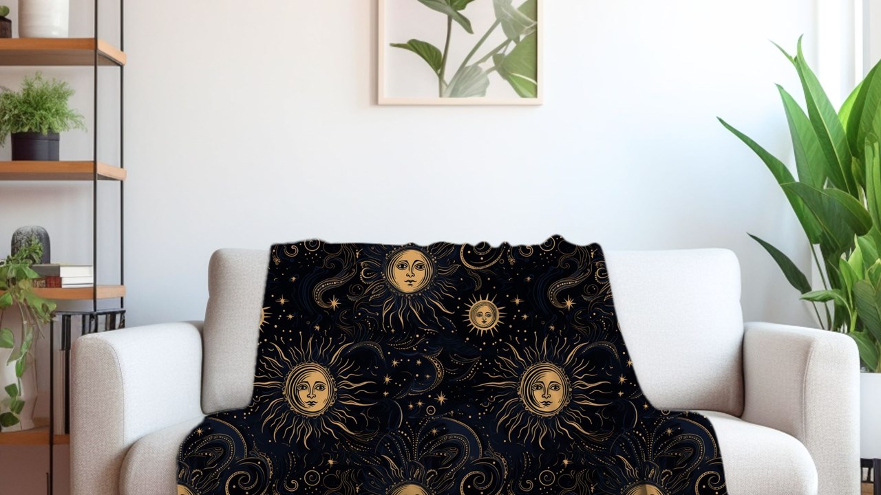 Golden Cosmic Sky Throw Blanket
