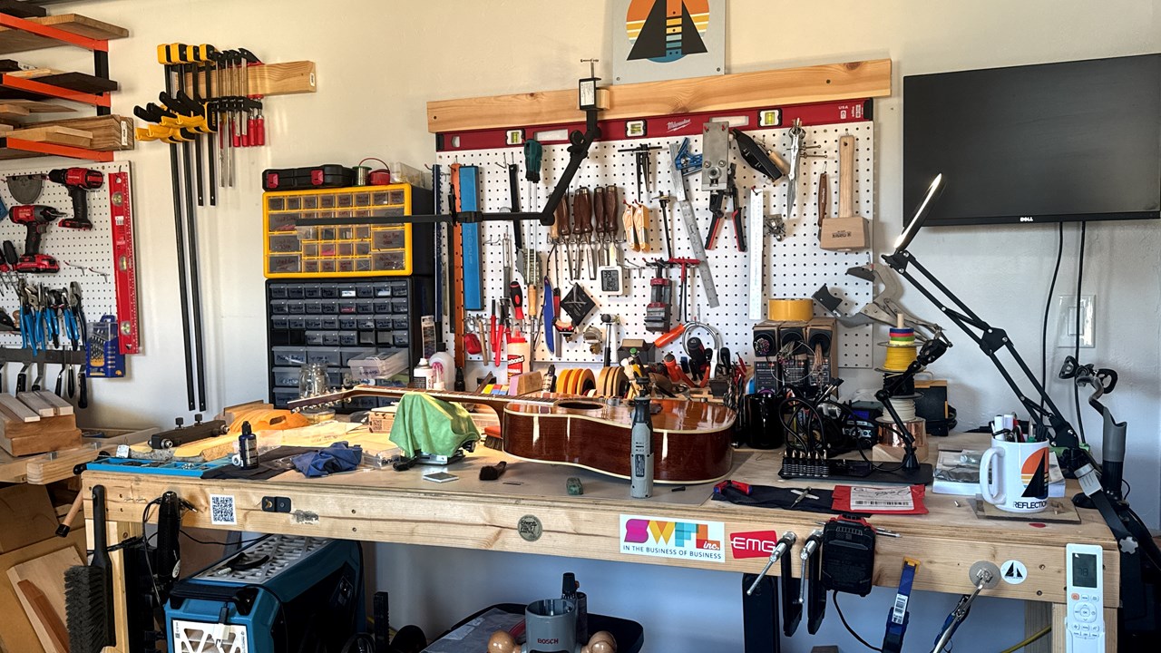 Reflection Guitars luthier repair technician workbench