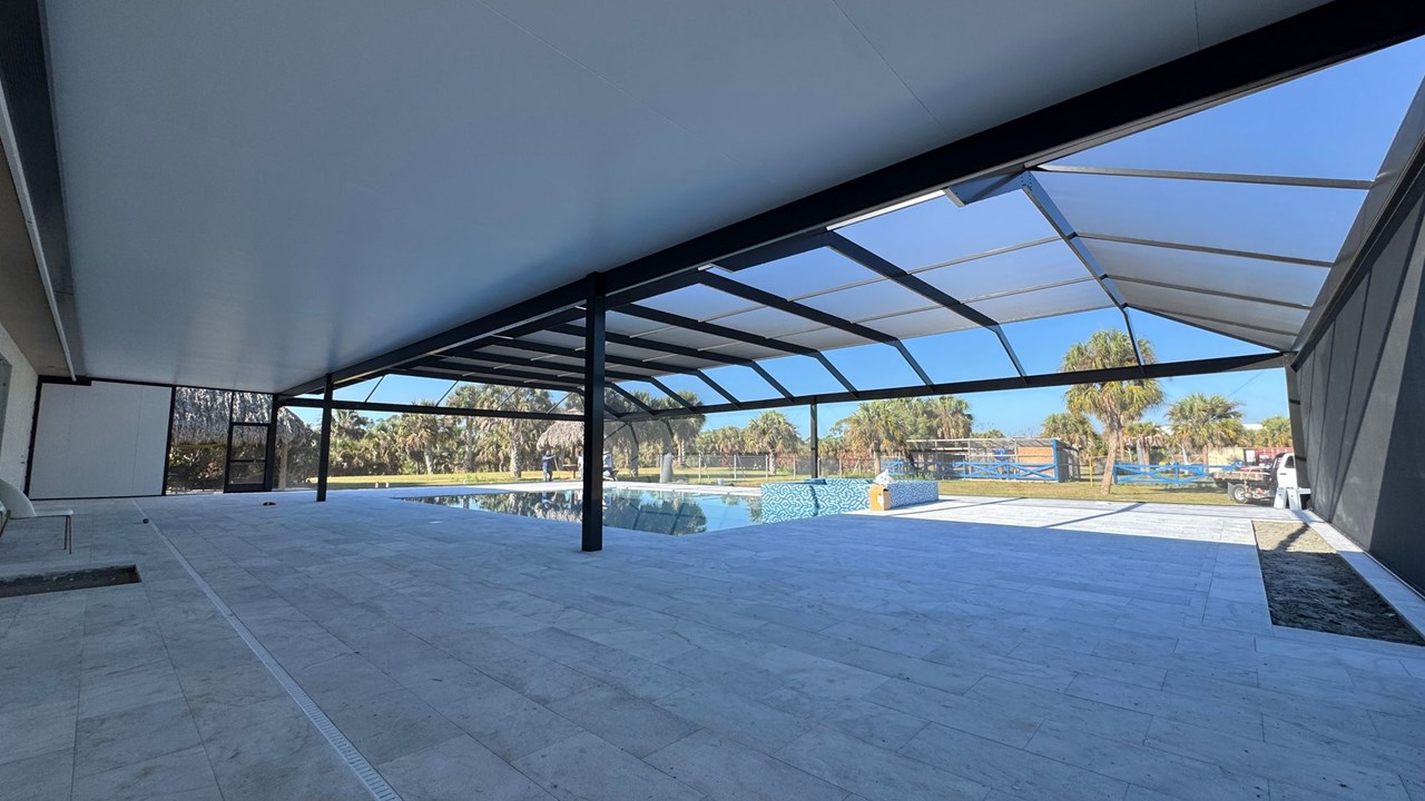 Custom Pool Screen Enclosure & Composite roof Installation in Estero, FL | Key Screening