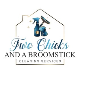 Photo of Two Chicks and a Broomstick Cleaning