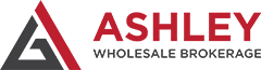 The image depicts the logo of Ashley Wholesale Brokerage, featuring a black triangle and the company's name.AI-generated content may be incorrect.