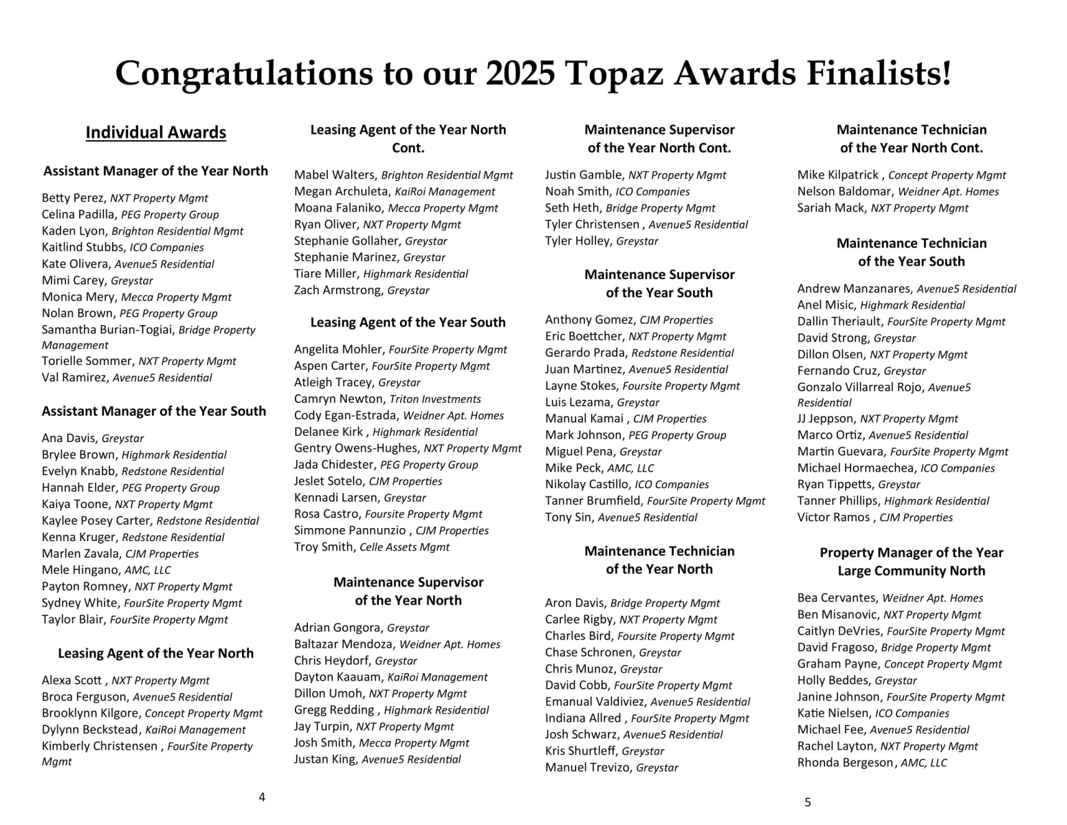 2025 Topaz Awards Finalists — Page 2