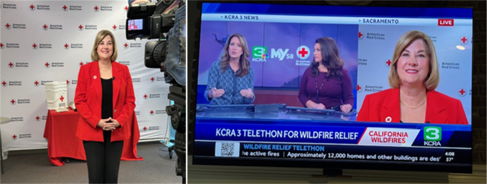 Jennifer Persike on KCRA news in support of wildfire victims