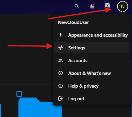 Personal settings in WEMSA Cloud