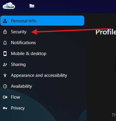 Security menu in WEMSA Cloud