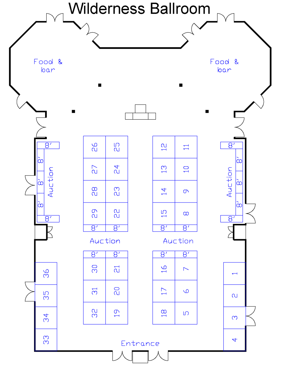 Image showing the layout of the Exhibit Hall within the Wilderness ballroom.