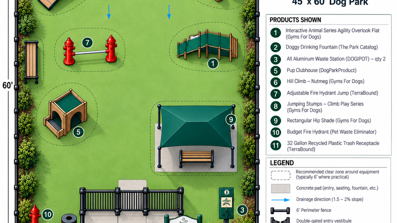 Apartment dog park concept design and prodict sourcing