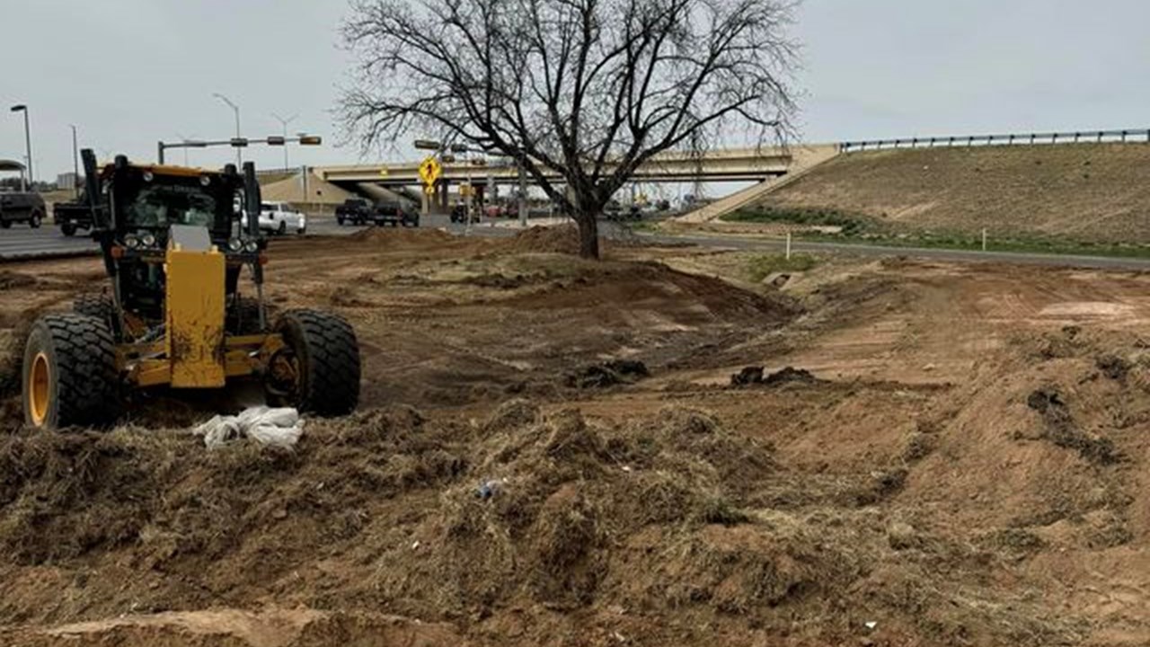 JSI Services completing grading and sloping for Wolfforth TX Monumental City Sign!