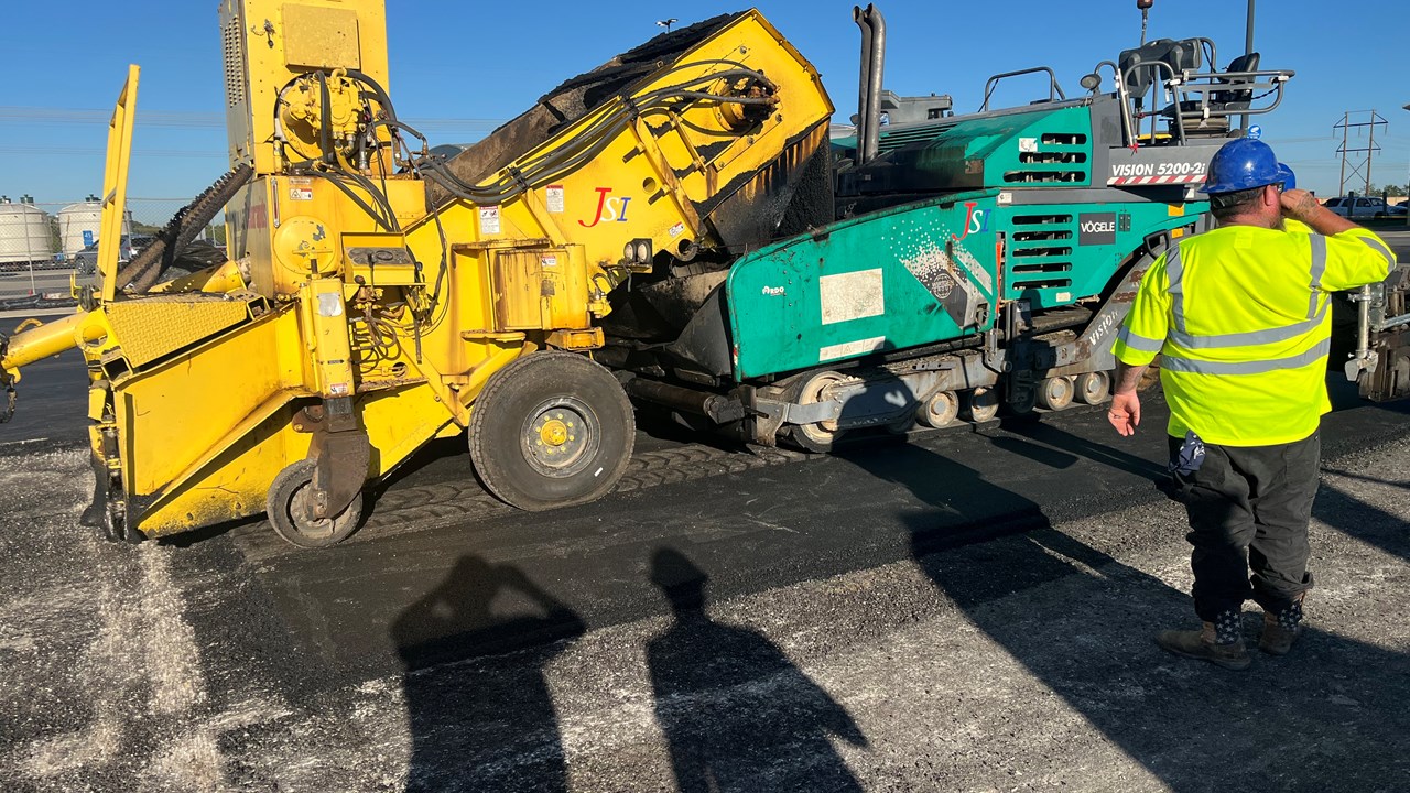 JSI Services Vogele Paving and Pickup machine.